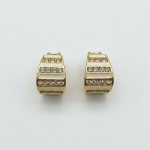 Vintage CHRISTIAN DIOR Rhinestone & Enamel Stripe Clip-On Earrings